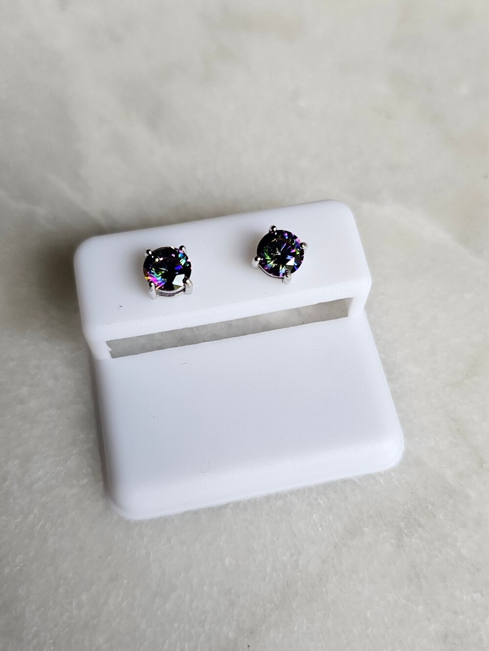 Sterling Silver Mystic Topaz Round Pushback Stud Earrings 1.56 CTTW